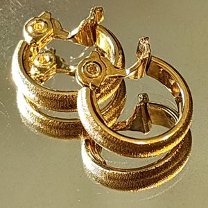 Monet goldtone hoop clip on earrings.